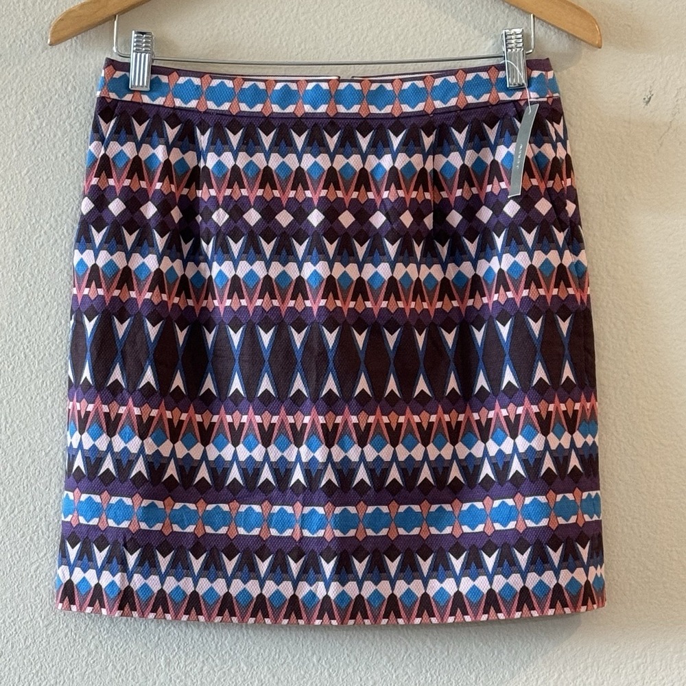 NWT J Crew Geometric Print Mini Skirt Pockets Mod Retro Preppy Size 2